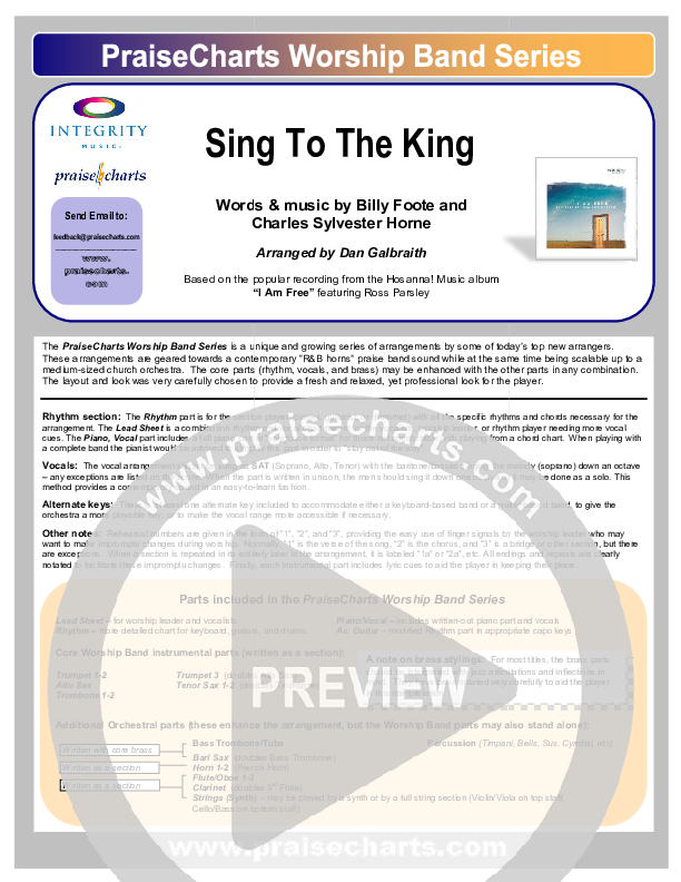 Sing To The King Orchestration (New Life Worship)