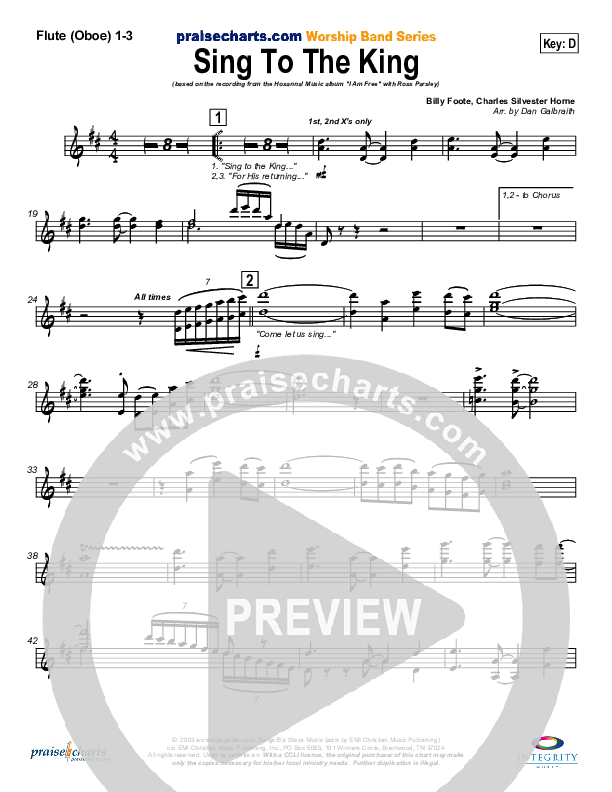 Sing To The King Flute/Oboe 1/2/3 (New Life Worship)