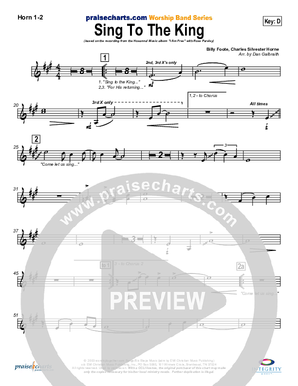 Sing To The King French Horn 1/2 (New Life Worship)