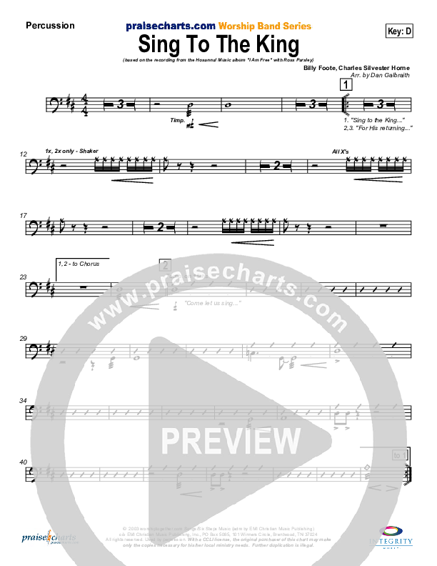 Sing To The King Percussion (New Life Worship)