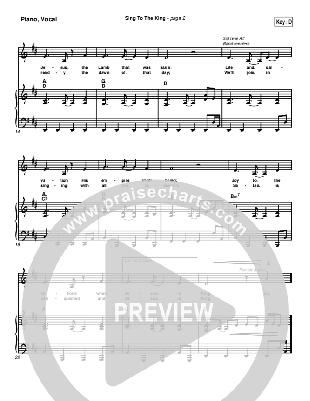 Sing To The King Piano/Vocal (New Life Worship)