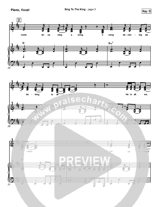 Sing To The King Piano/Vocal (New Life Worship)