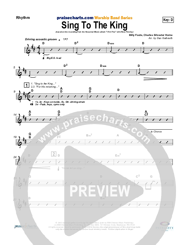 Sing To The King Rhythm Chart (New Life Worship)