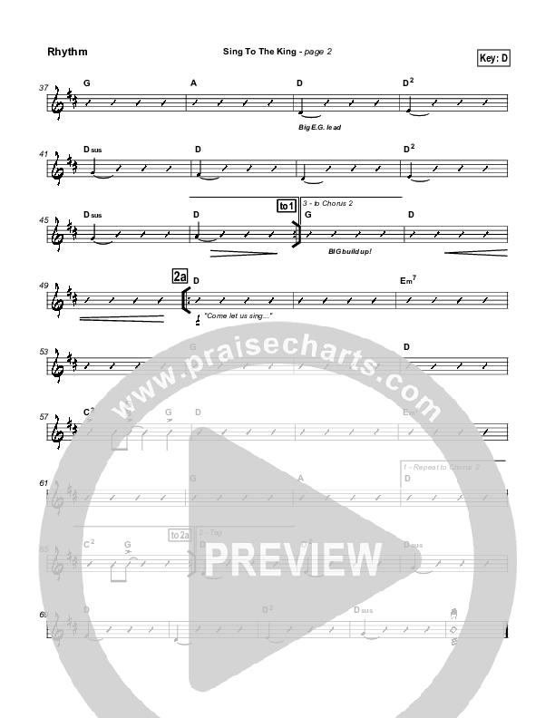 Sing To The King Rhythm Chart (New Life Worship)