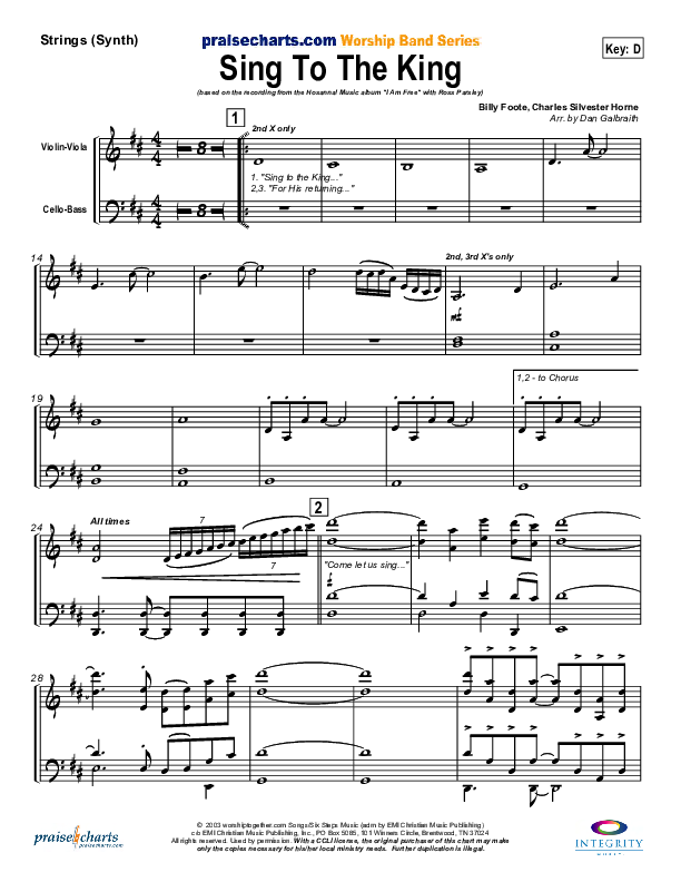 Sing To The King Synth Strings (New Life Worship)