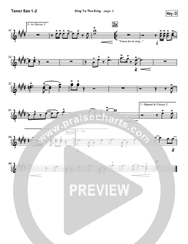 Sing To The King Tenor Sax 1/2 (New Life Worship)