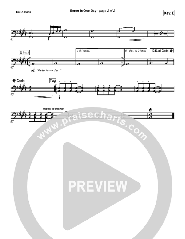 Better Is One Day Cello/Bass (Matt Redman)