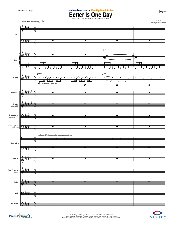 Better Is One Day Conductor's Score (Matt Redman)