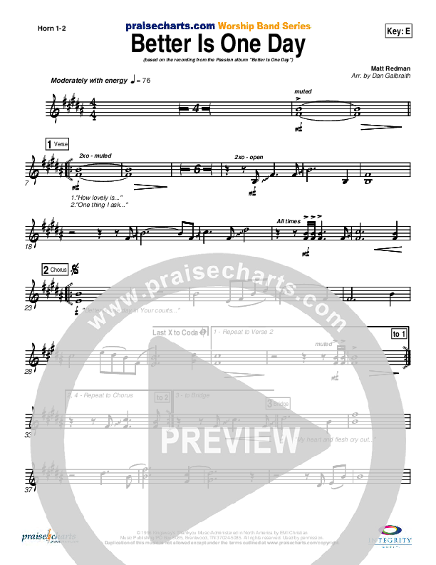 Better Is One Day Brass Pack (Matt Redman)