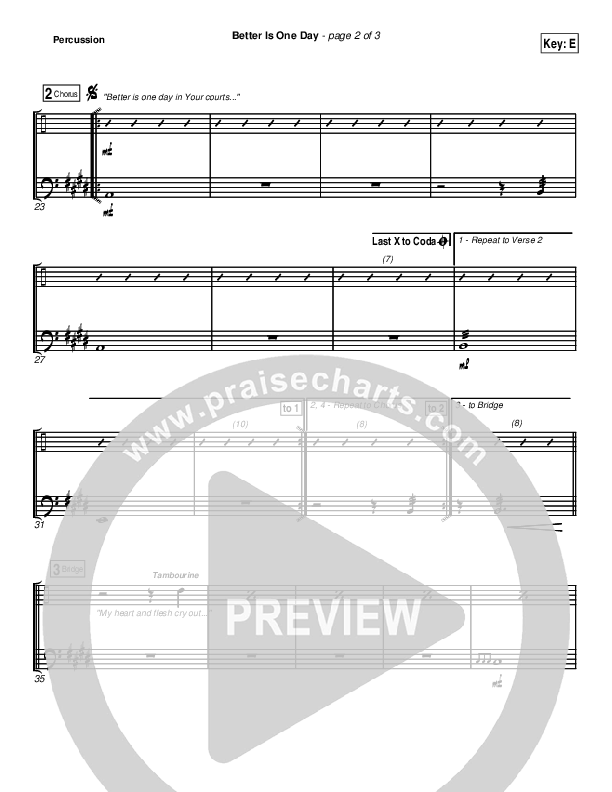 Better Is One Day Percussion (Matt Redman)