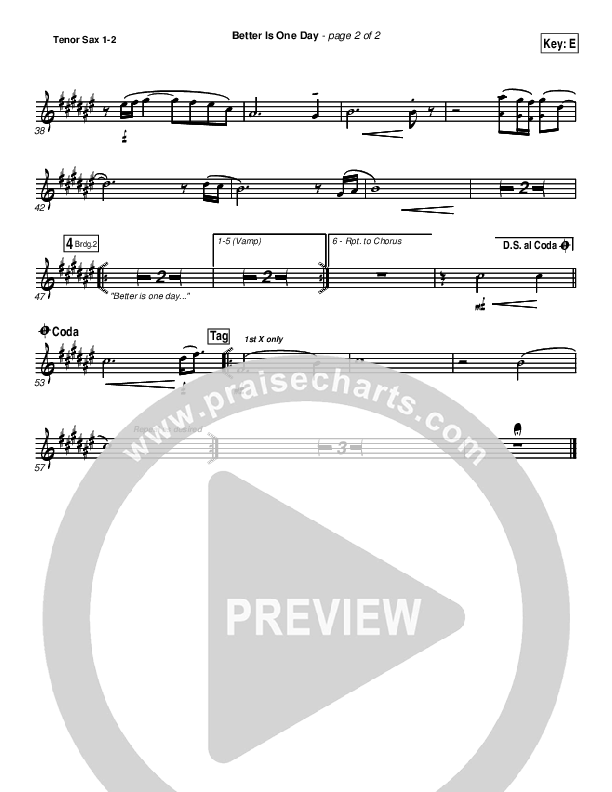 Better Is One Day Tenor Sax 1/2 (Matt Redman)