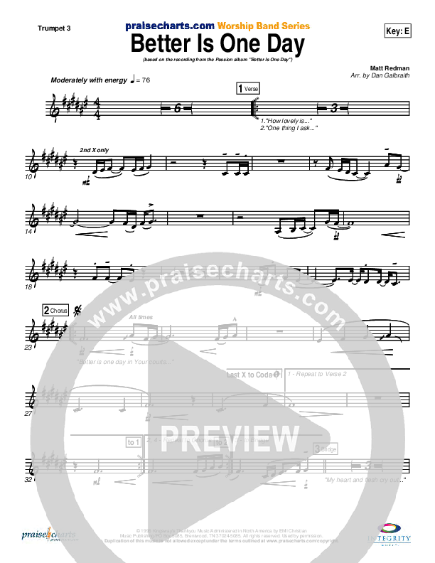 Better Is One Day Trumpet 3 (Matt Redman)