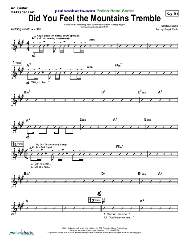 Did You Feel the Mountains Tremble Acoustic Guitar (Capo) (Delirious / Passion)