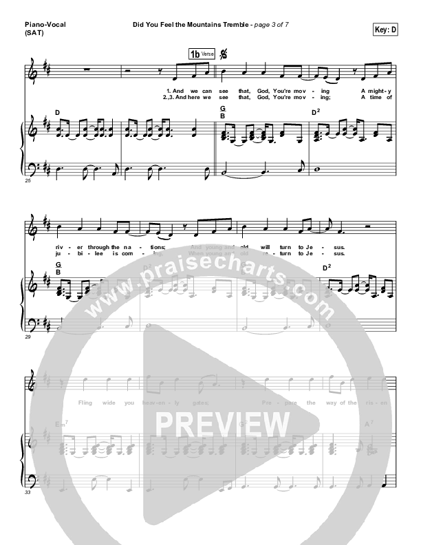 Did You Feel the Mountains Tremble Piano/Vocal (SATB) (Delirious / Passion)