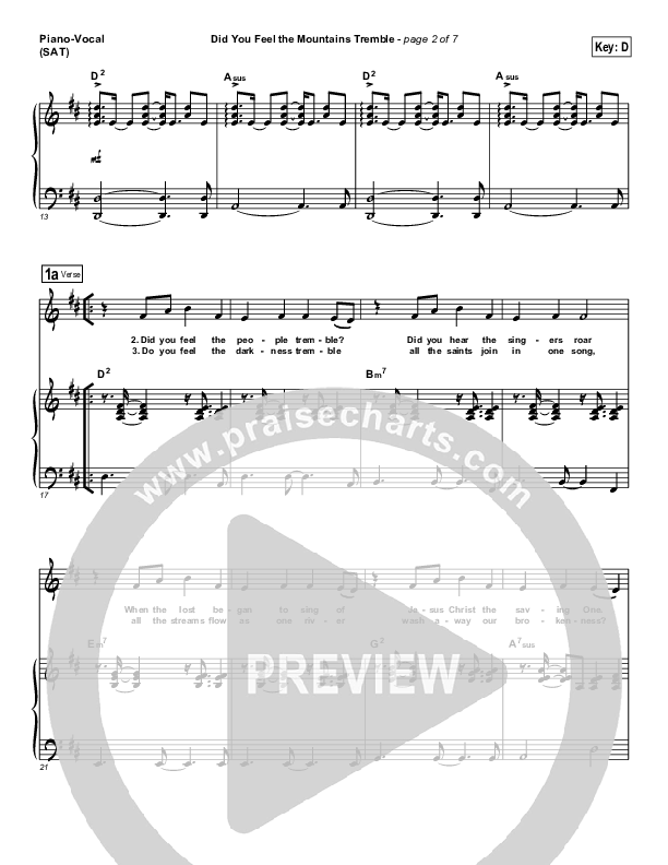 Did You Feel the Mountains Tremble Piano/Vocal (SAT) (Delirious / Passion)