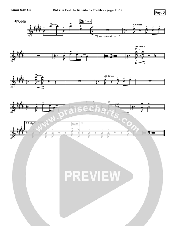 Did You Feel the Mountains Tremble Tenor Sax 1/2 (Delirious / Passion)