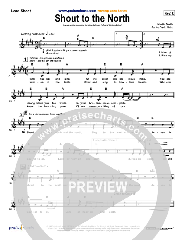 Shout To The North Lead Sheet (SAT) (Delirious)