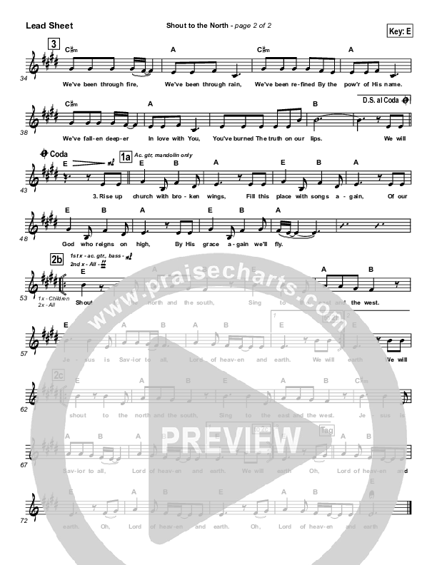 Shout To The North Lead Sheet (SAT) (Delirious)