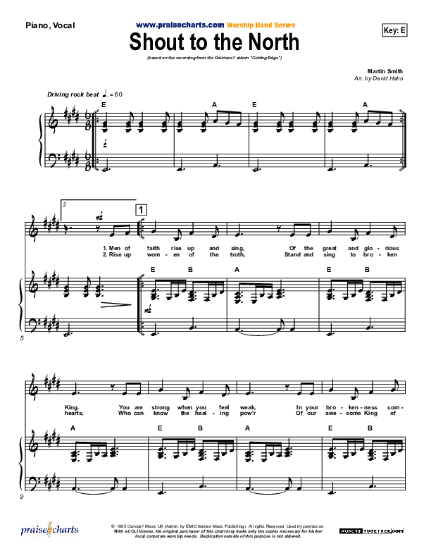 Shout To The North Piano/Vocal (Delirious)