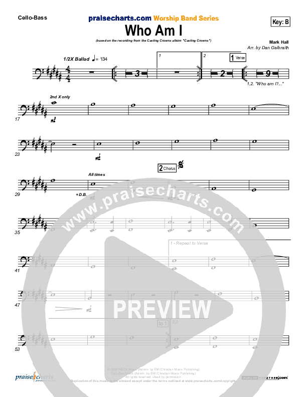 Who Am I Cello/Bass (Casting Crowns)