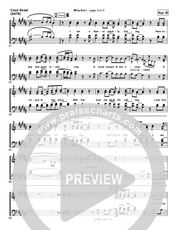 Who Am I Choir Sheet (SATB) (Casting Crowns)