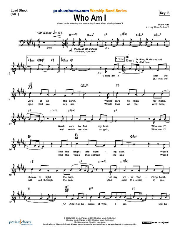Who Am I Lead Sheet (SAT) (Casting Crowns)