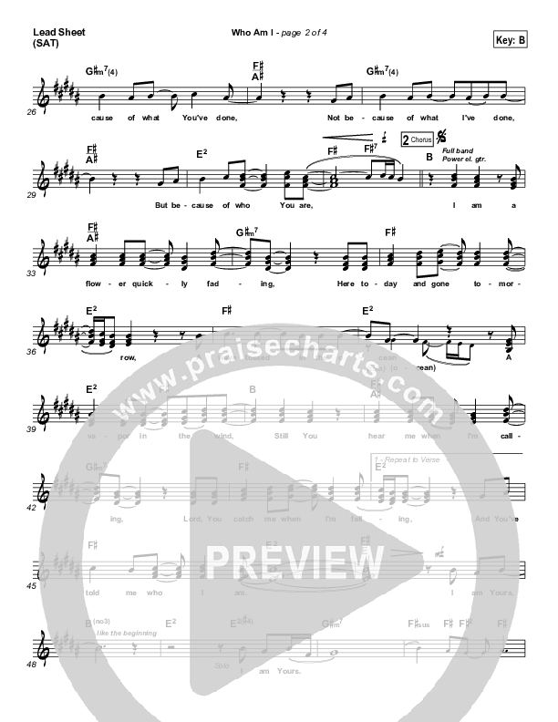 Who Am I Lead Sheet (SAT) (Casting Crowns)