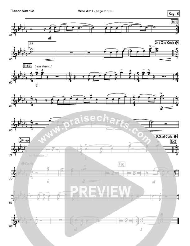 Who Am I Tenor Sax 1/2 (Casting Crowns)