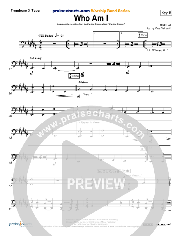 Who Am I Trombone 3/Tuba (Casting Crowns)