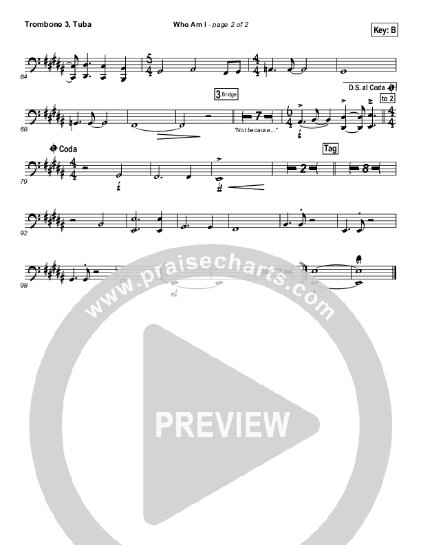 Who Am I Trombone 3/Tuba (Casting Crowns)