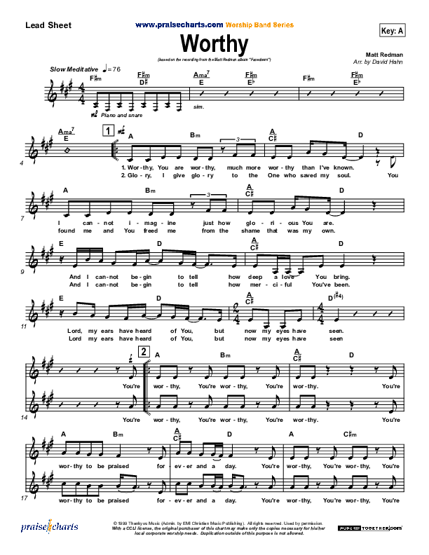 Worthy Lead Sheet (Matt Redman)