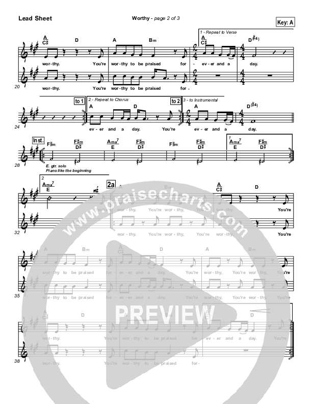 Worthy Lead Sheet (Matt Redman)