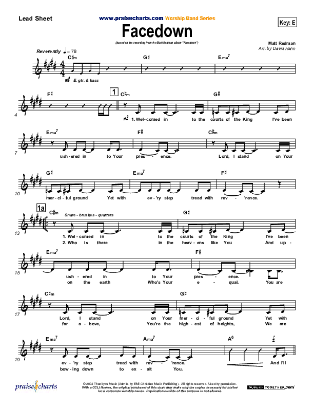 Facedown Lead Sheet (Matt Redman)