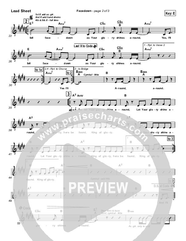 Facedown Lead Sheet (Matt Redman)