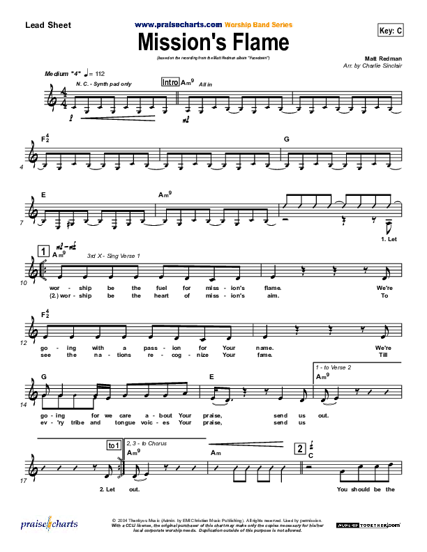 Mission's Flame Lead Sheet (Matt Redman)