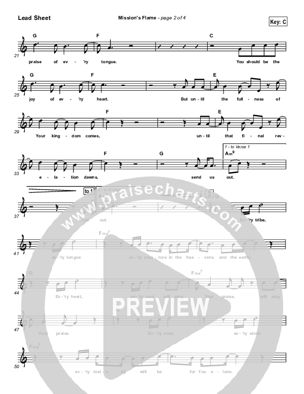 Mission's Flame Lead Sheet (Matt Redman)