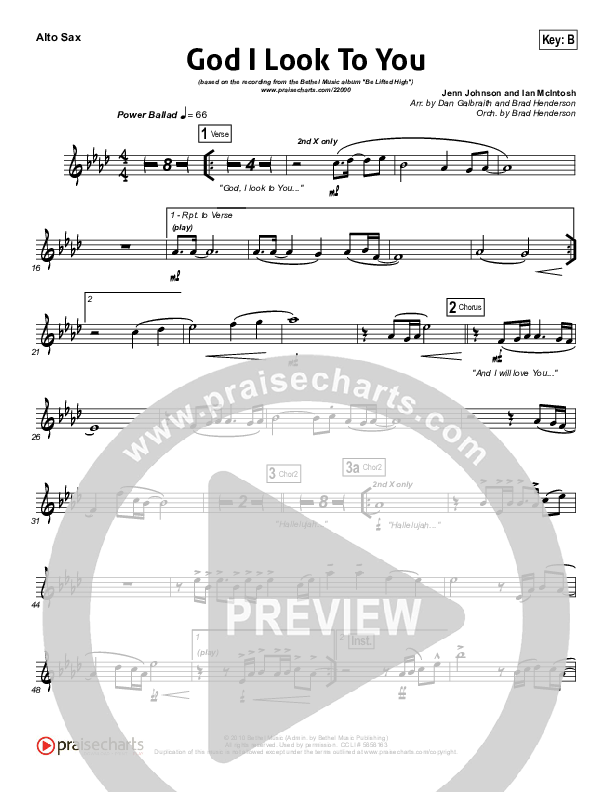 God I Look To You Alto Sax (Bethel Music)