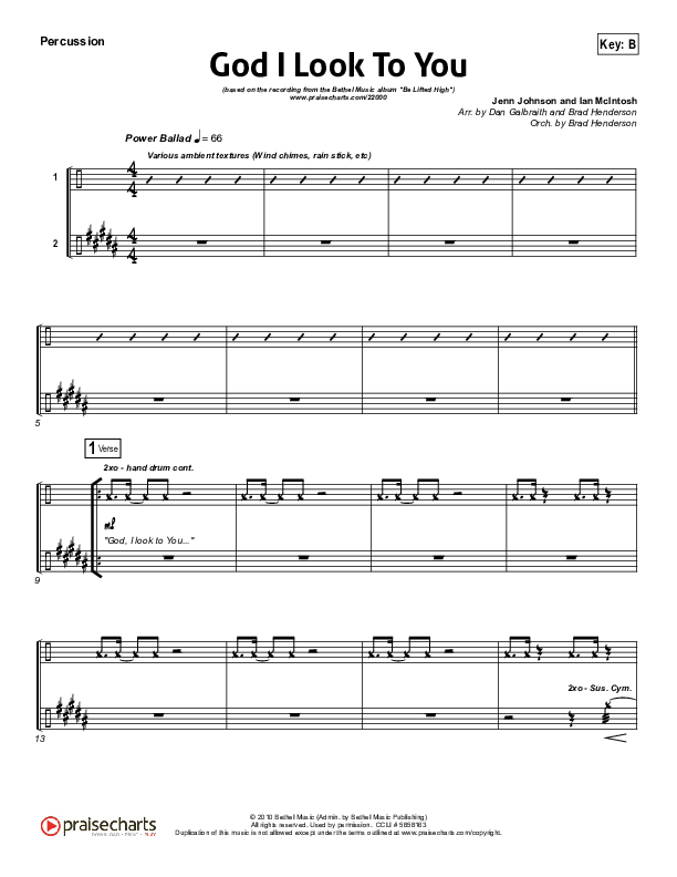 God I Look To You Percussion (Bethel Music)