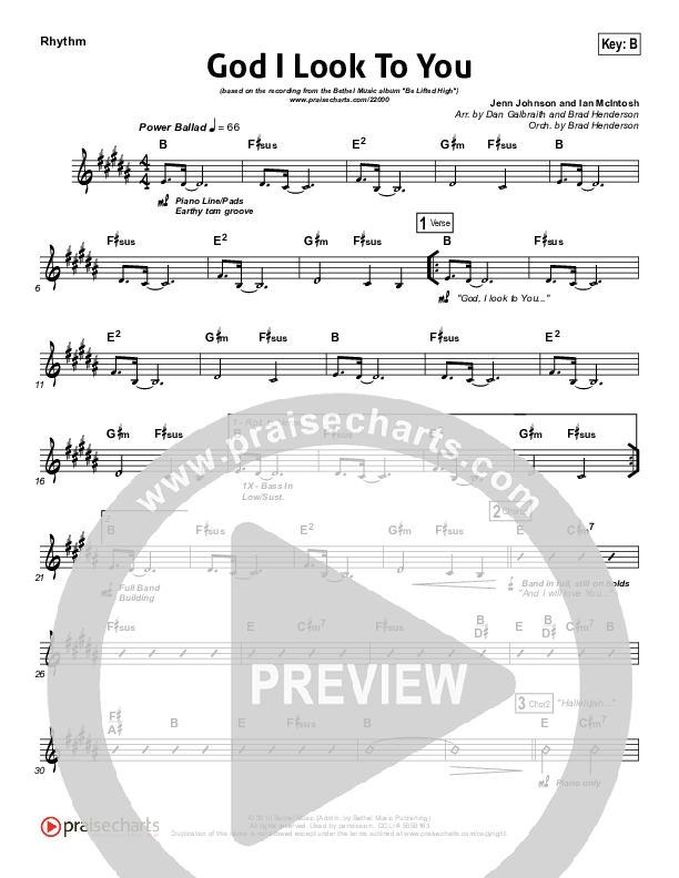 God I Look To You Rhythm Chart (Bethel Music)