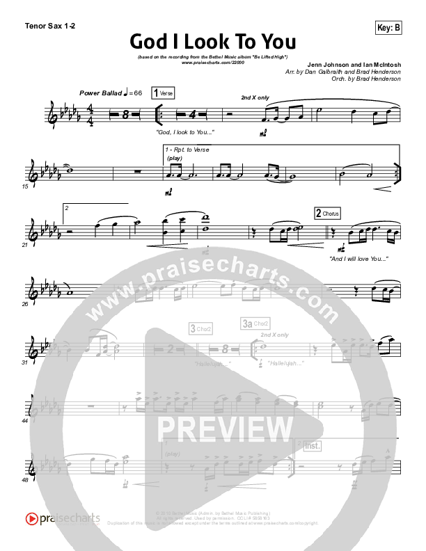 God I Look To You Tenor Sax 1/2 (Bethel Music)