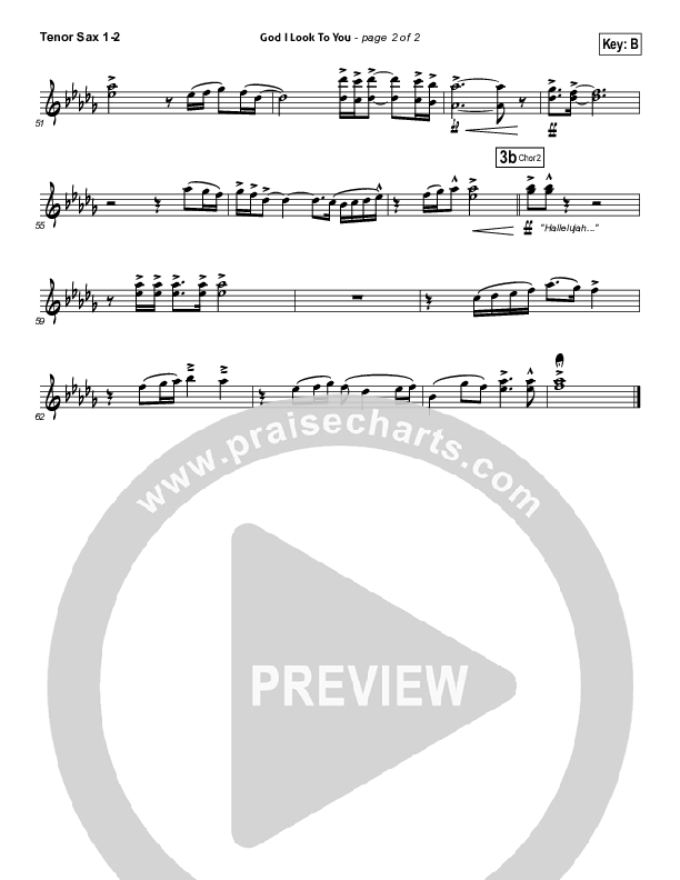 God I Look To You Tenor Sax 1/2 (Bethel Music)