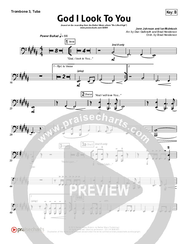 God I Look To You Trombone 3/Tuba (Bethel Music)