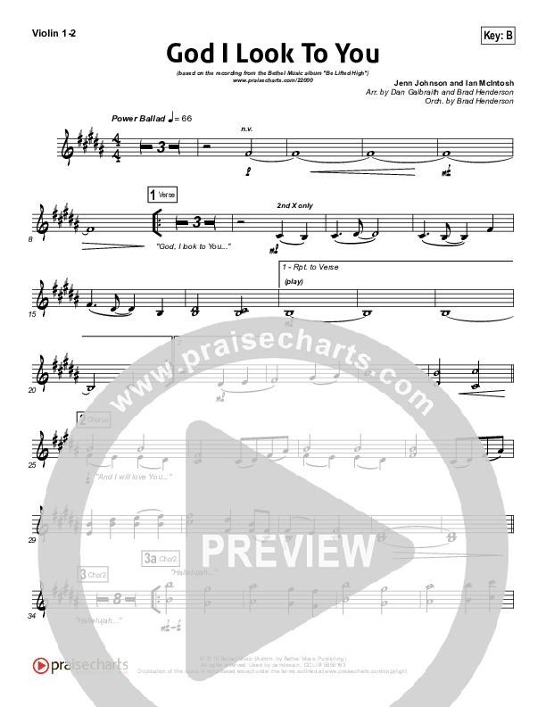 God I Look To You Violin 1/2 (Bethel Music)