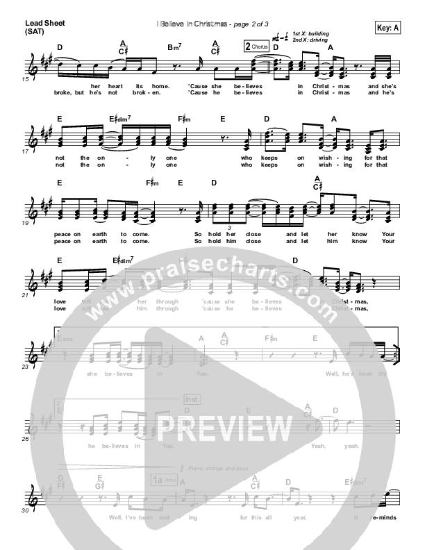 I Believe In Christmas Lead Sheet (33 Miles)