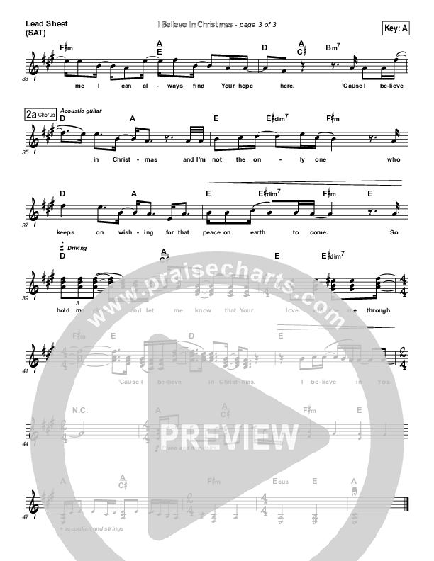 I Believe In Christmas Lead Sheet (33 Miles)