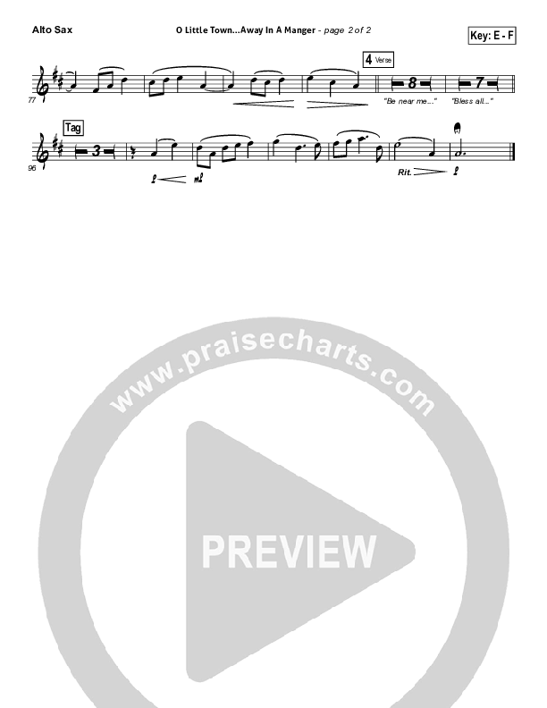 O Little Town Of Bethlehem (with Away In A Manger) Alto Sax (Kari Jobe)