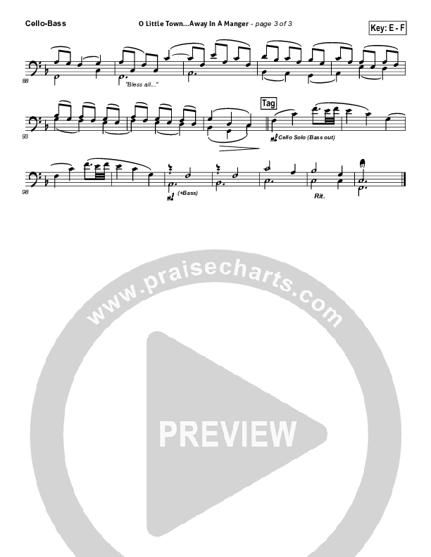 O Little Town Of Bethlehem (with Away In A Manger) Cello/Bass (Kari Jobe)