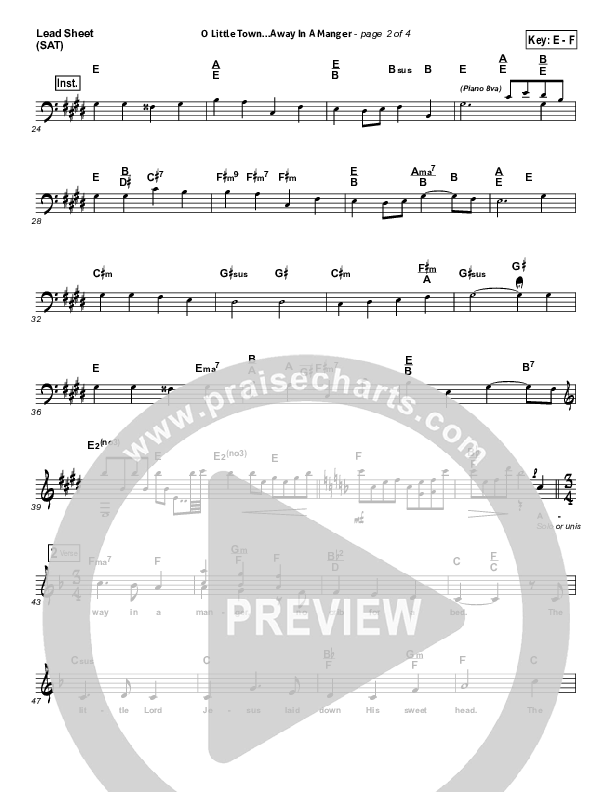 O Little Town Of Bethlehem (with Away In A Manger) Lead Sheet (SAT) (Kari Jobe)
