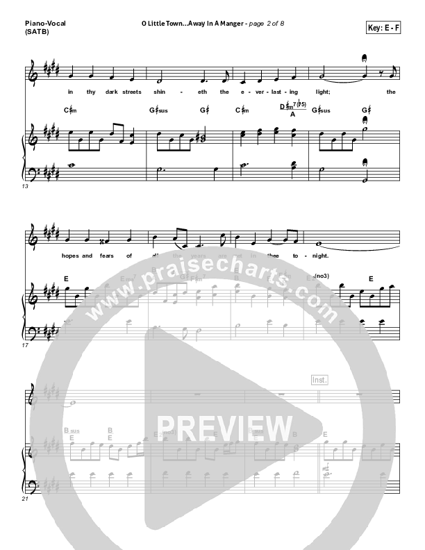 O Little Town Of Bethlehem (with Away In A Manger) Piano/Vocal (SATB) (Kari Jobe)