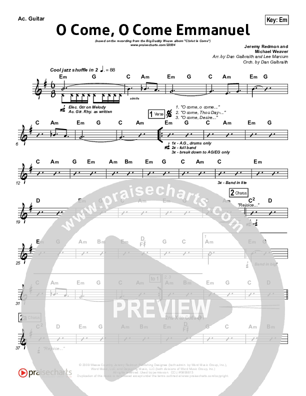 O Come O Come Emmanuel Acoustic Guitar (Big Daddy Weave)